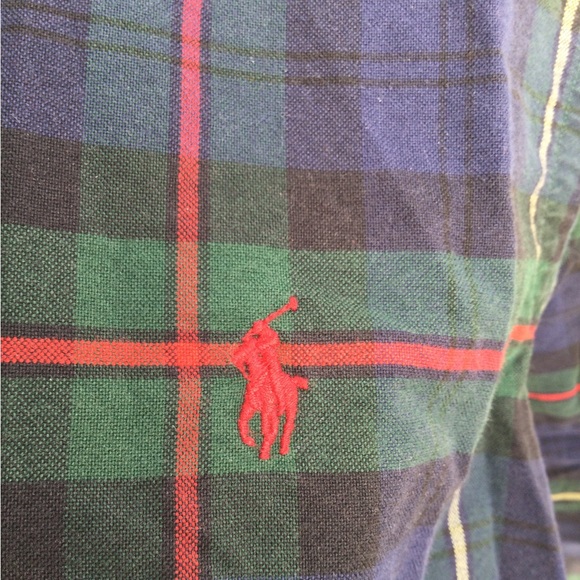 Ralph Lauren Classic Fit Button Down- Blue, Red, Yellow, Green Plaid - Picture 3 of 6